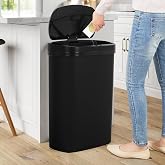 Yewuli 13 Gallon Trash Can | 50L Sensor Automatic Kitchen Trash Can with Lid | Touchless Garbage Bin Odor-Control for Kitchen, Office, Bedroom, Living Room (1 Pack, Black)