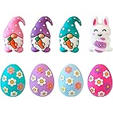 8 Pcs 3D Easter Silicone Focal Bead Loose Beads Accessory for DIY Keychains Bracelet Necklace Pens Lanyard Making