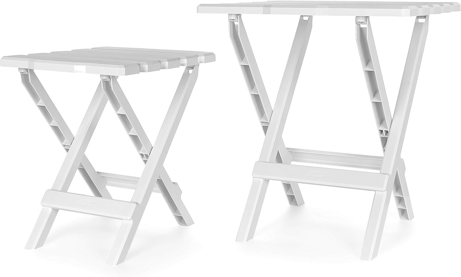 Camco Large Adirondack Portable Outdoor Folding Side Table - Perfect for The Beach, Camping, Picnics, Cookouts and More - Weatherproof and Rust Resistant - White (21041): Automotive