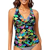 Daci Women's Tankini Top Only - Tummy Control Twist Front Swim Top Athletic Cross Back Supportive Bathing Suit 2026