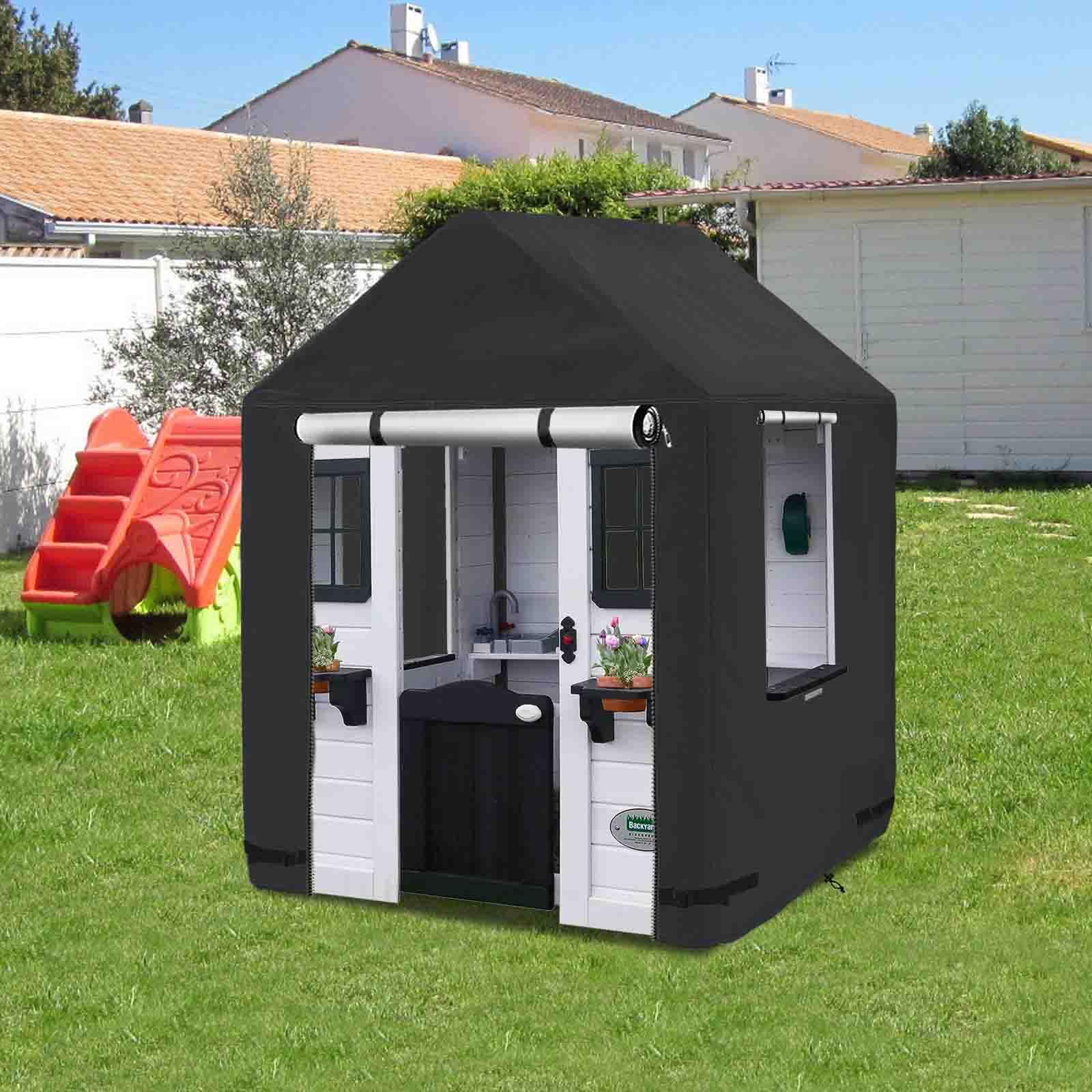 Outdoor Kids Playhouse Cover,Waterproof Cover for Backyard Discovery Outdoor Wooden Playhouse And Other Brands Kids' Playhouse Of The Same Size(Black-43
