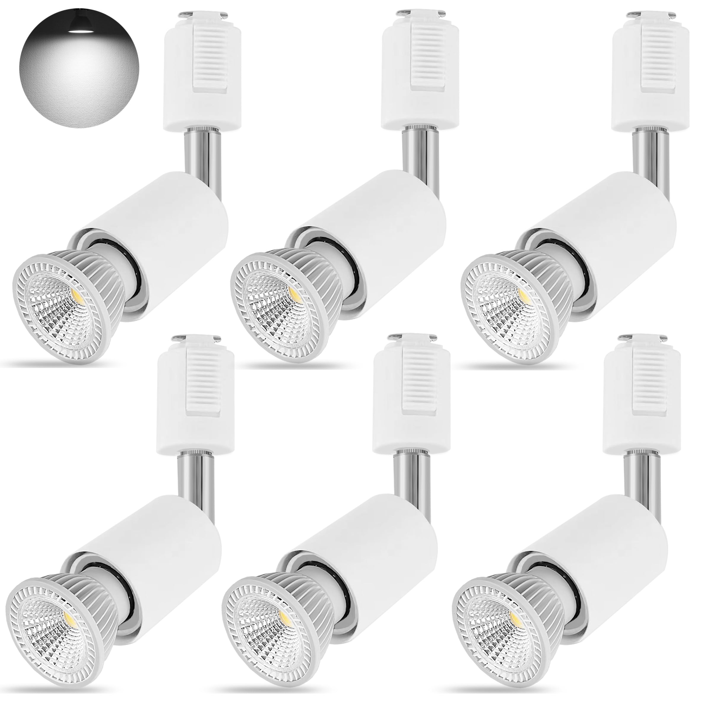ダクトレール スポットライト E26 LED電球付き 50W ダクトレール 照明 ライティングレール 照明 レール 照明 ダクトレール ライト レール ライト LED電球＋ダクトレール用照明器具セット (ホワイト・昼白色 6個セット) の商品画像