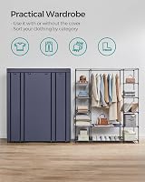 SONGMICS Fabric Wardrobe Portable Wardrobe with 12 Compartments Navy Blue view 3