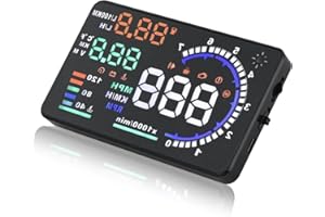 MAIMEIMI Windshield Head Up Display for Car, OBD Digital Speedometer for Car with OBDII/EUOBD Interface HUD Car Speedometer MPH with Water Temperature, Mileage, RPM, Multiple Alarms