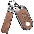YO&YOYE Compatible with Mercedes Benz Key Fob Cover with Keychain Leather Key Case Protector for 2020-2022 Mercedes Benz S-Class G-Class E-Class (Model3, Brown)