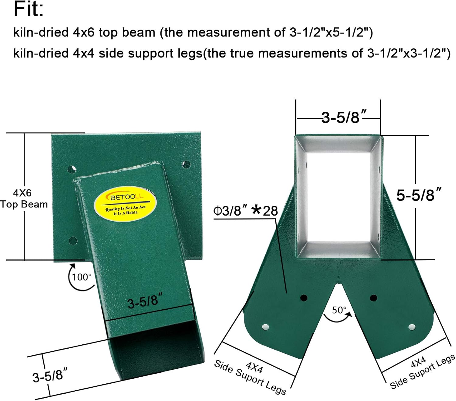 BETOOLL A-Frame 2 Brackets Swing Set Bracket with Mounting Hardware (Green): Toys & Games