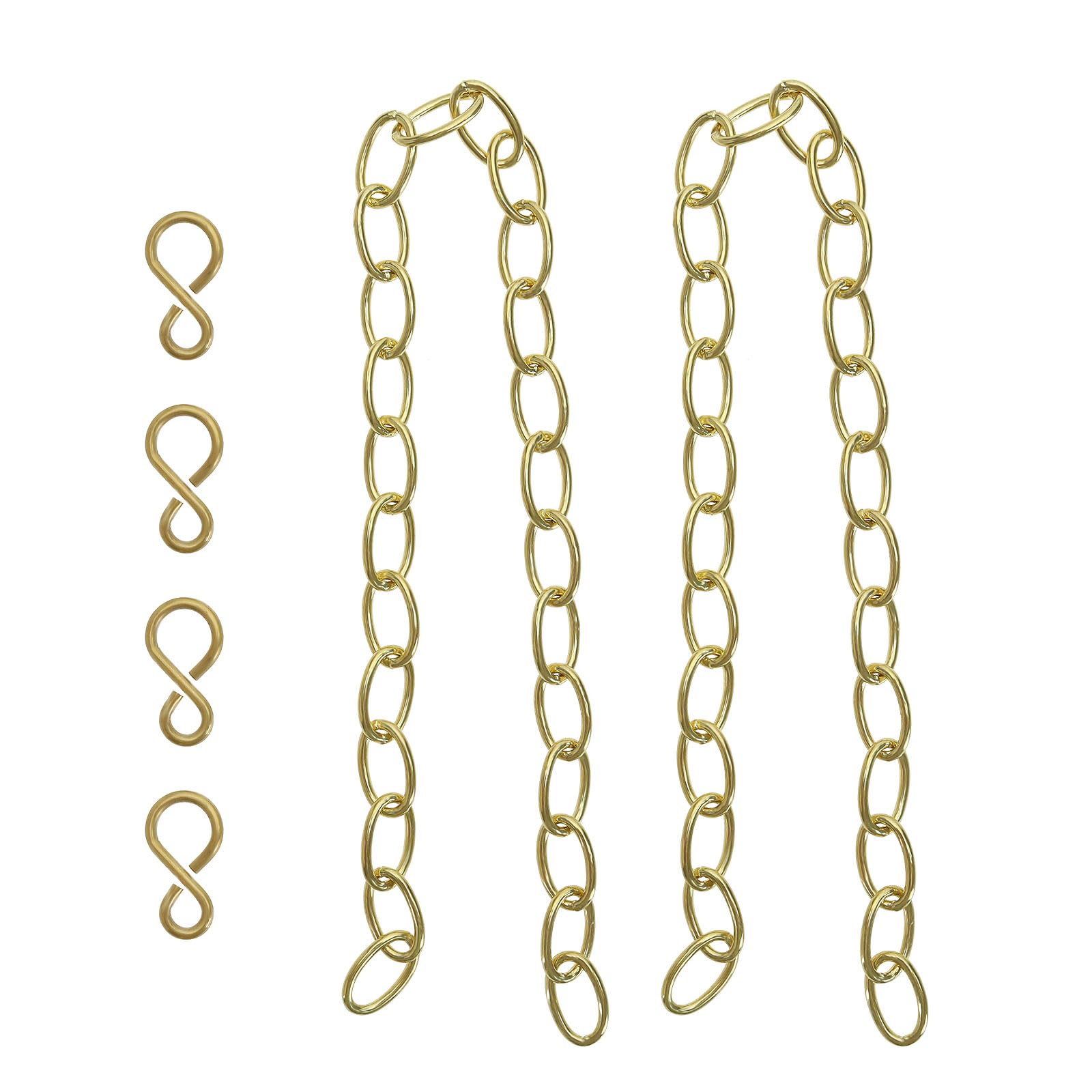 LT Easiyl 2PCS Basin Chain with S-Shaped Hook Brass Bathtub Sink Stopper Chain 30cm 11.8" Long Plug Chain for Bathtub Kitchen Sink Washbasin