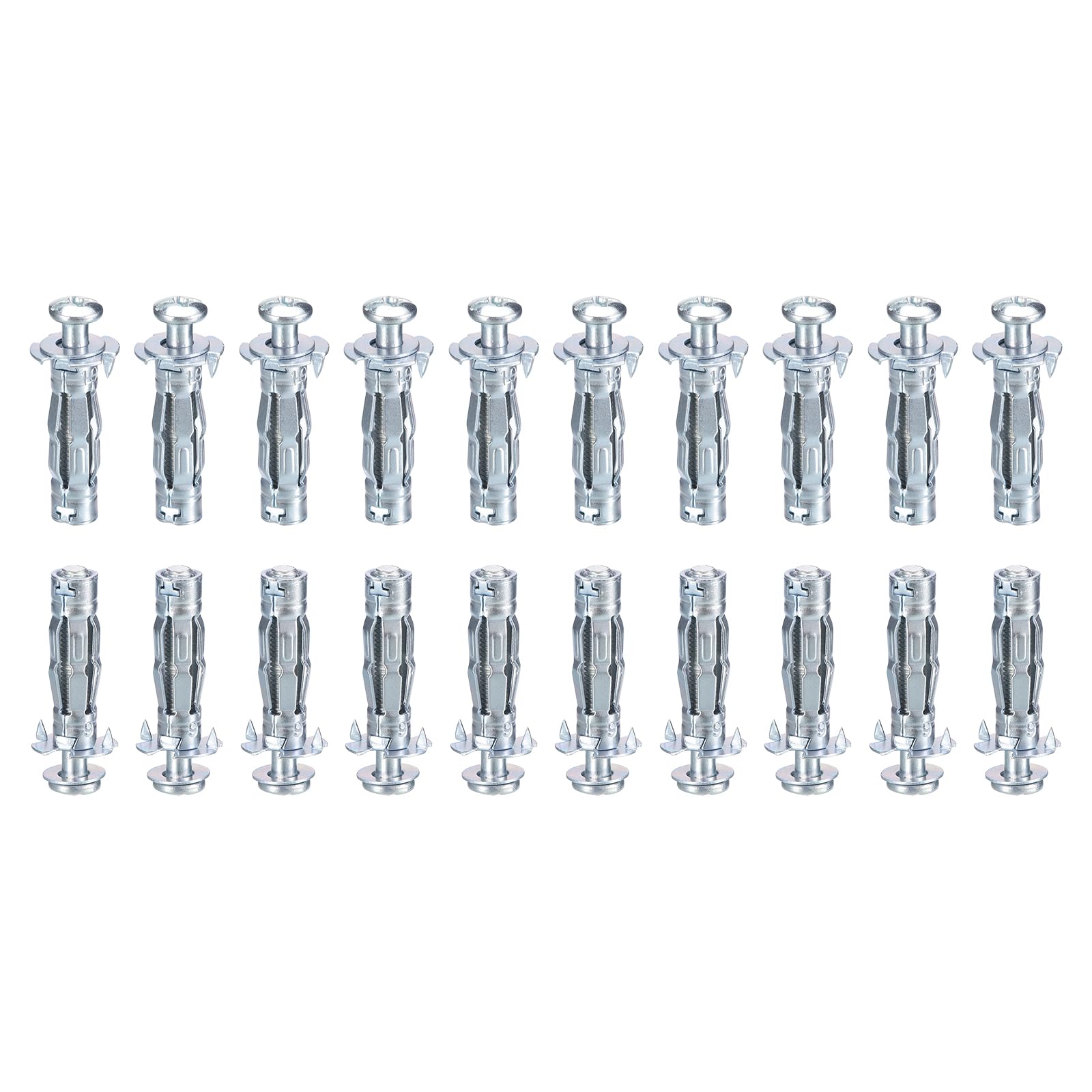 DTGN M6x37mm Hollow Wall Anchors - 35 Pack - Good for Hollow Wall Plaster Walls - Carbon Steel Hollow Drywall Anchors Screws, Silver