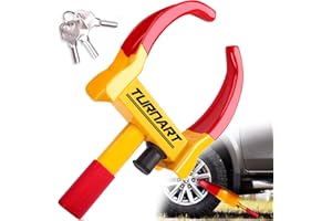 Turnart Heavy Duty Wheel Lock Universal Security Trailer Wheel Locks Wheel Anti Theft for Car ATV SUV Trailer Motorcycle Great Deterrent Bright Red/Yellow with 3 Keys (Red-Yellow)