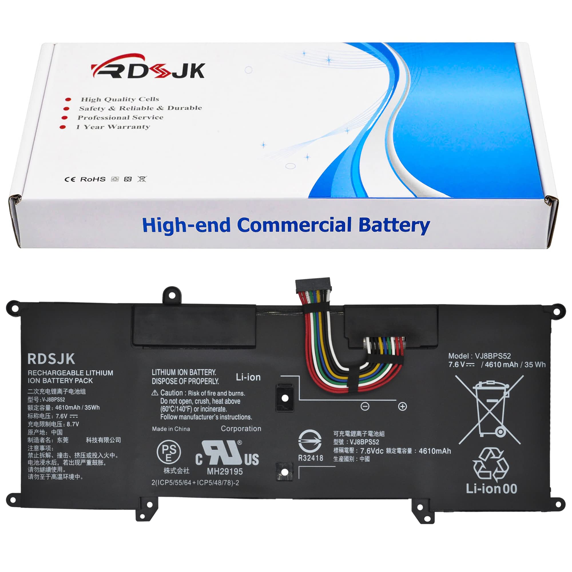 Photo 1 of VJ8BPS52 V-J8BPS52 Laptop Battery for Sony VAIO S11 S13 S14 SX12 SX14 VJPG11C11N VJS132C11W VJS132C11N VJS132C11L VJS132C11T VJS141C11L VJS112C VJS131C VJS132C VJS141C NP13V1AV012P Series 7.6V 35Wh