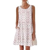 nclook Womens Summer Casual Dresses Sweet Cute Crewneck Sleeveless Dress with Pockets