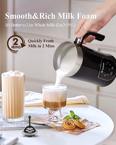 Electric Milk Frother With LED Temp Display – 4-in-1 Hot & Cold Foam Maker For Coffee, Latte, Hot Chocolate