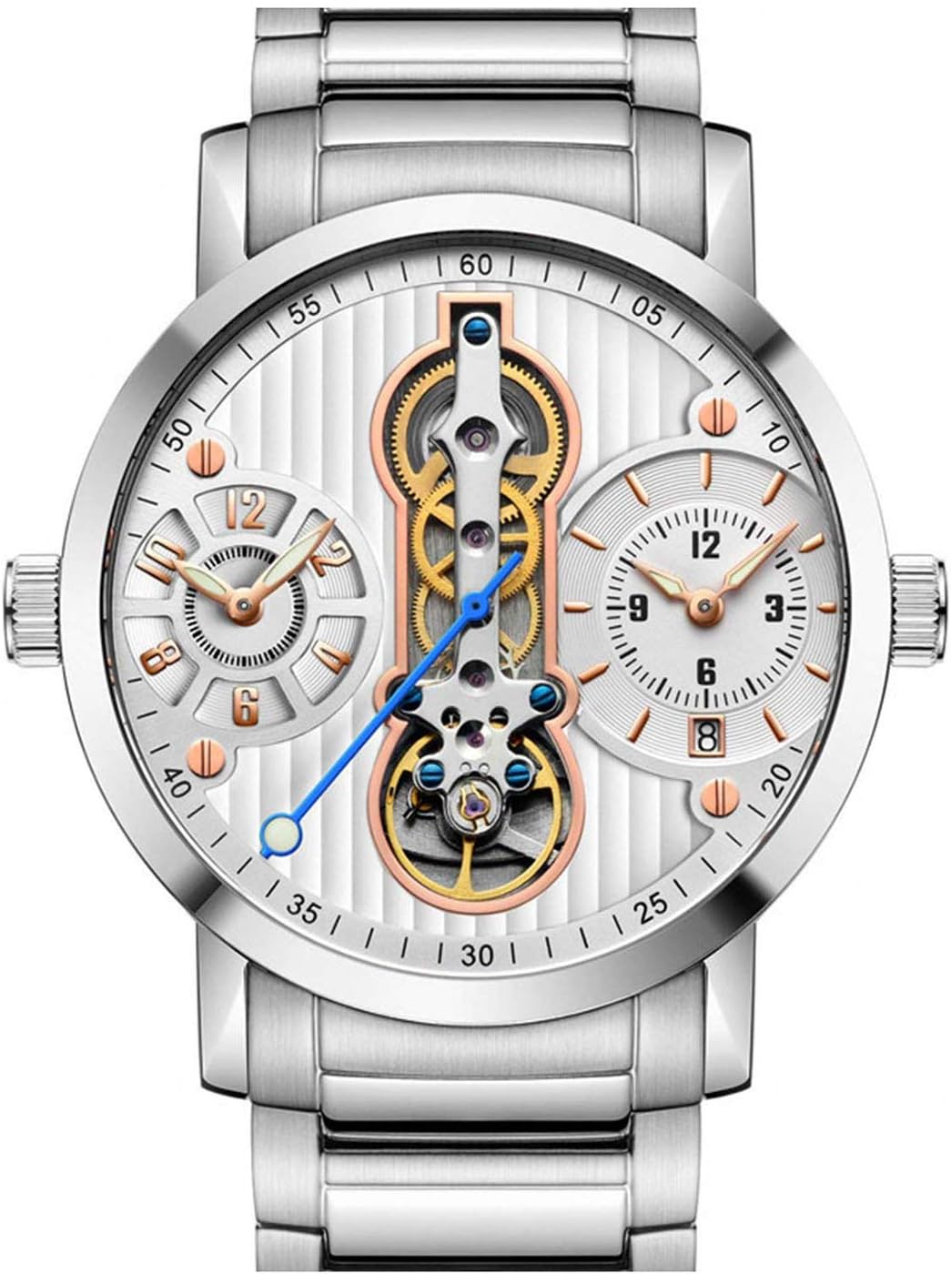 Men's Steampunk Design Automatic Mechanical Watch Waterproof Stainless Steel Skeleton Watch