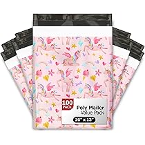 Bustine Poly Mailers 10x13 200 Bustine Postali 10x13 Pollici - Conigli Carini E Fiori Rosa, Autosigillanti E Resistenti Bustine Compleanno Bambina