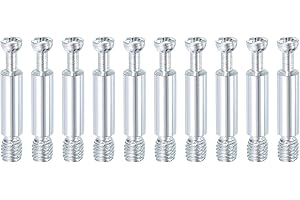 uxcell 10Pcs 35mm Furniture Connecting Fittings, Thread Bolts Dowels Screws, Metal Dowel Fitting Fasteners for Cabinet Drawer and Wardrobe Furniture, Silver