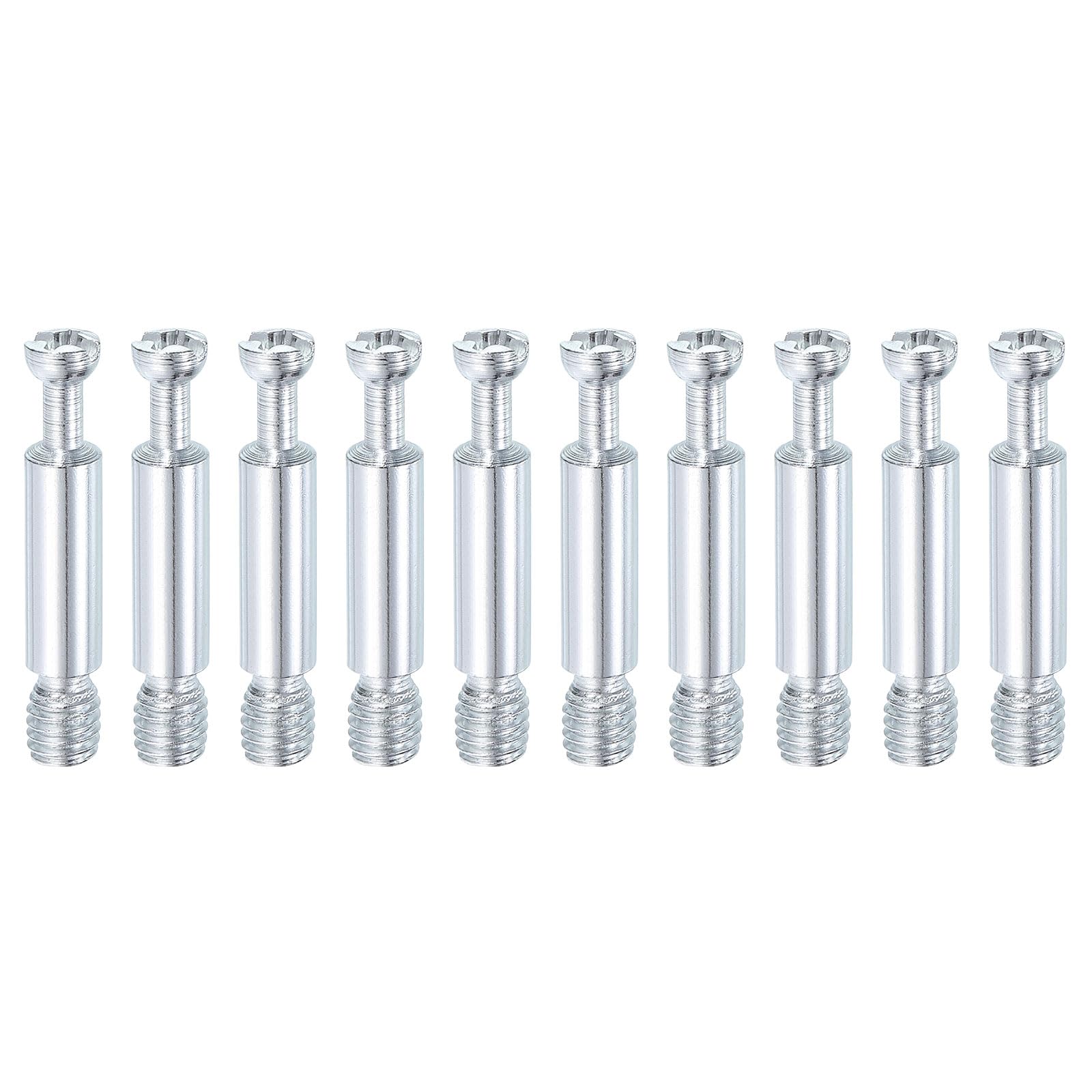 Photo 1 of uxcell 10Pcs 35mm Furniture Connecting Fittings, Thread Bolts Dowels Screws, Metal Dowel Fitting Fasteners for Cabinet Drawer and Wardrobe Furniture, Silver