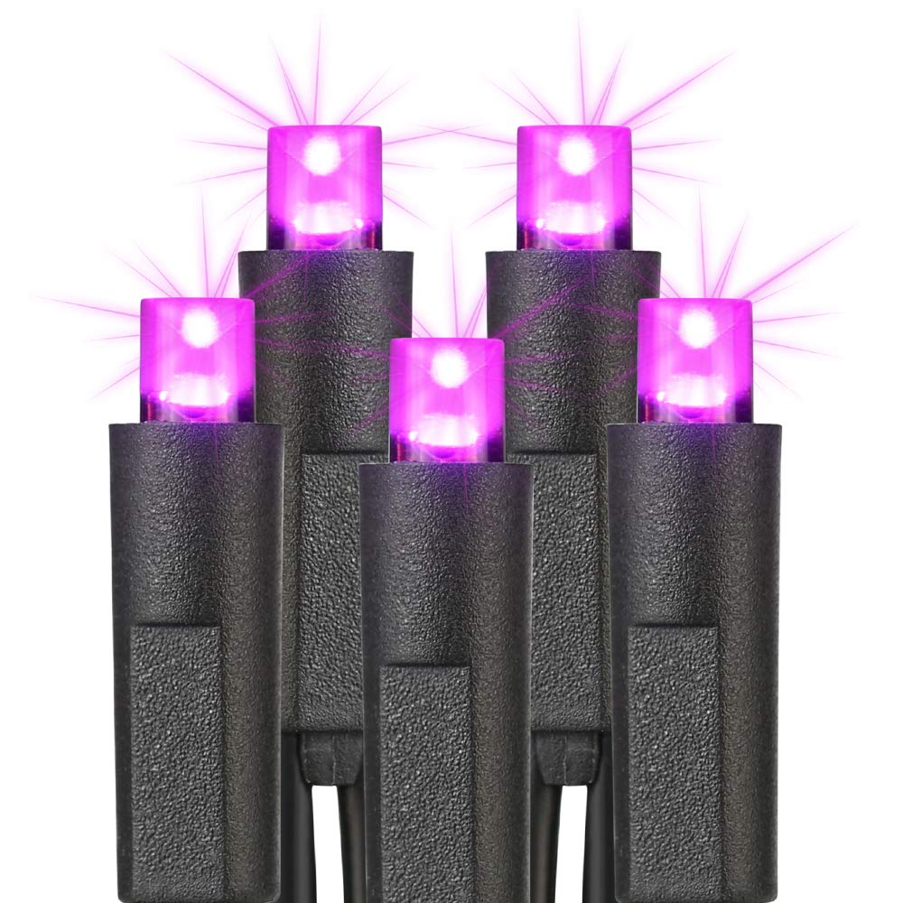 Photo 1 of Brizled Purple Halloween Lights, 33ft 100 LED 5mm Wide Angle Halloween String Lights, 120V UL Certified Connectable Light String Purple Mini Light for Party Indoor Outdoor Tree Decoration, Black Wire