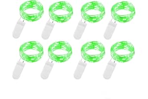 VOOKRY 8 Pack 30 Led Fairy Lights Battery Operated String Lights - 10 ft Green Waterproof Silver Wire Firefly Starry Moon Lights for DIY Crafts Wedding Party Christmas Centerpiece Table Decorations