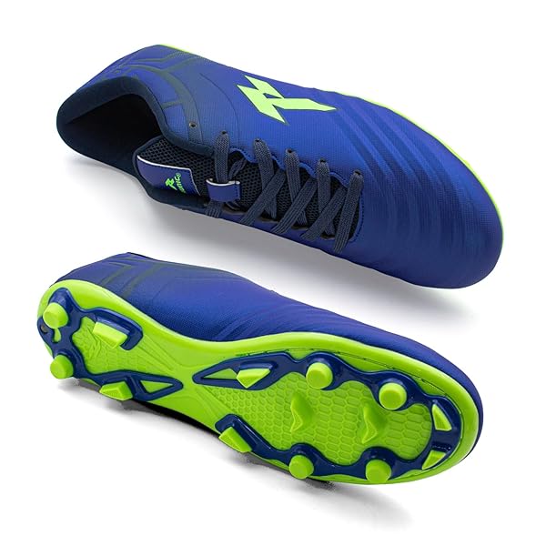 RUNIC SOCCER CLEATS FOR MEN – FIRM GROUND SOCCER SHOES WITH MULTI-SHAPED STUDS, FOOTBALL SHOES WITH TEXTURED FOREFOOT, SOFT LINING, FLEXIBLE UPPER, AND REINFORCED STITCHING