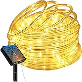 btfarm Solar Rope Lights Outdoor, 120LED 46FT Solar String Lights Outside Waterproof, 8 Lighting Modes Solar Powered Strip Tube Light for Garden Tree Christmas Yard Party Wedding Decor, Warm White