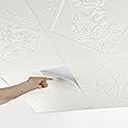 Ceiling Tiles, Ceiling Tiles Peel and Stick Foam Four Floral Pattern, 16 Pcs, Covered 21 Sq.Ft, 3D Wall Panels, Easy to Install and Cut for Ceiling and Interior Wall Decor (13.8x13.8 inch)