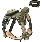 No Pull Dog Harness for Medium Dogs, Adjustable No Choke Pet Vest with Dog Leash Fit Smart Reflective Pet Walking Harness for Training Easy Control Soft Handle Green M