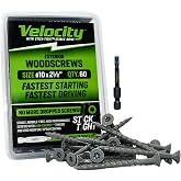 Velocity Exterior 2 1/2 Wood Screws DIY Pack (Size #10) Fence Screws for Wood, Stick Tight Technology, Made with Carbon Steel, Includes 1 Hexstix Drive Bit (60 Pieces)