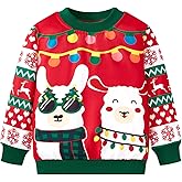 FUNMETA Toddler Baby Boy Girls Christmas Sweatshirts, Ugly Long Sleeve Crewneck Pullover Sweatshirt Xmas Sweaters