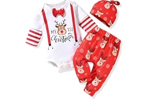 HINTINA Preemie Newborn Baby Boy First Christmas Outfits Xmas Clothes Set