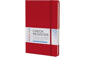 Coozment Check Register-Check registers for Personal Checkbook,Income and Expense Log Book,Account Checkbook Register,Colored Inner Page,Hardcover,5.7"×8.3"(Red)