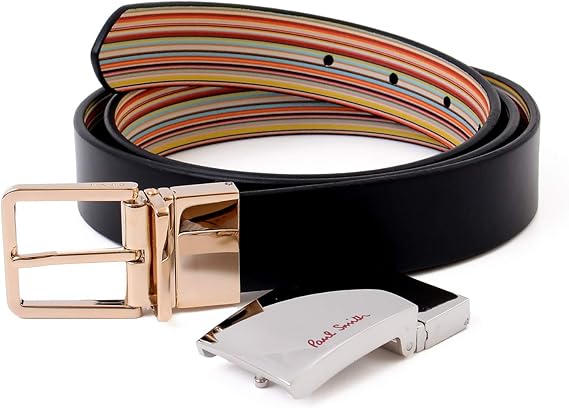 Amazon ポールスミス Paul Smith メンズ レザー ベルト リバーシブル ブラック マルチストライプ Auxc 5152 79 ブラック 79 ベルト 通販