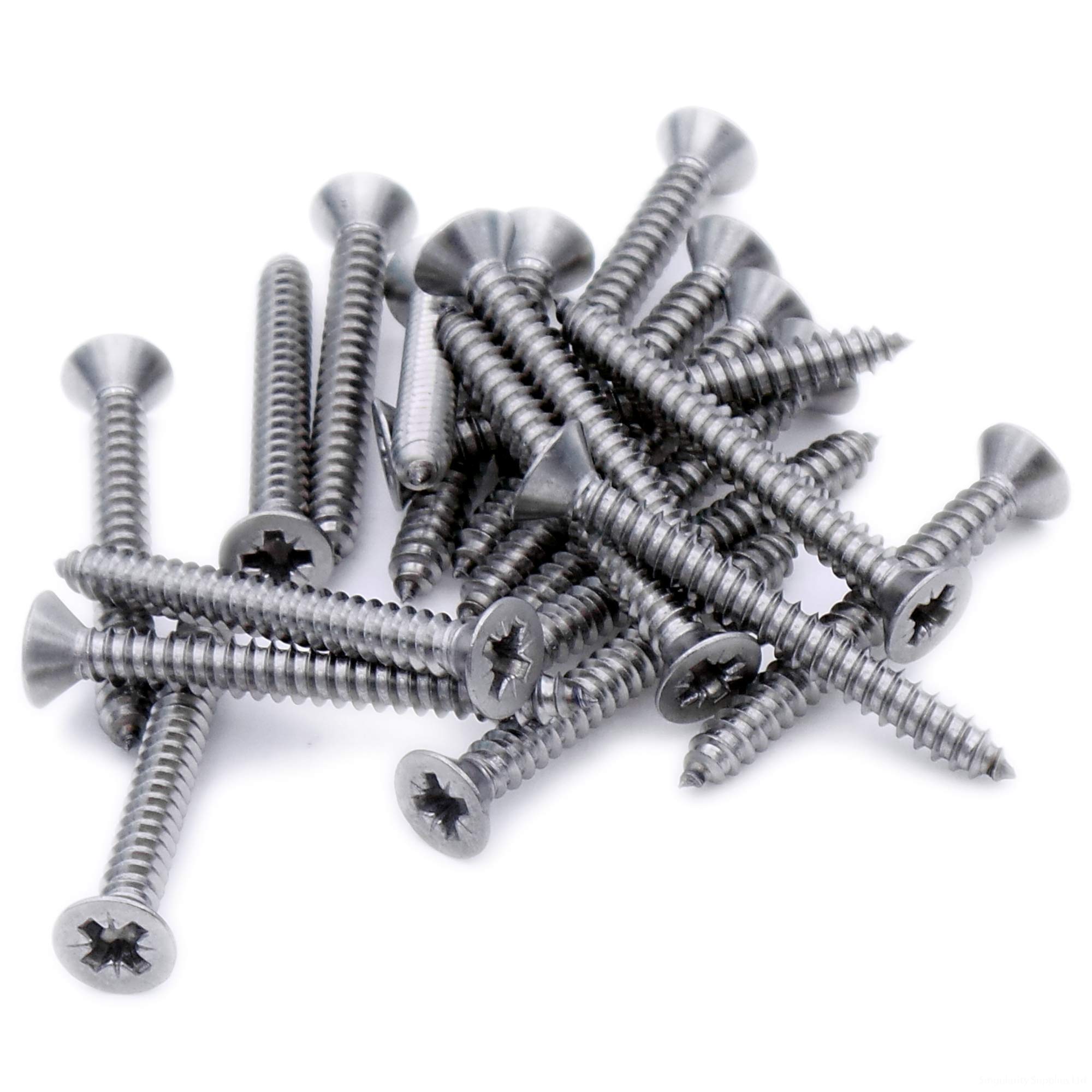 No.6 x 0.875 (3.5mm x 22mm) Pozi Countersunk Self-Tapping Screw - Stainless Steel (A2) (Pack of 20)