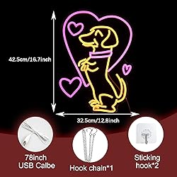 LIUOZHTEA Love Dog Neon Sign USB Powered Pink Love