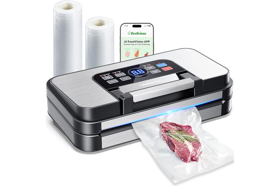95Kpa Precision Pro Vacuum Sealer, with Double Heat Seal & Dual-Pump for Dry/Moist Food, 2X Strength, Food Vacuum Sealer Mach