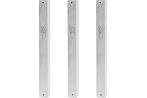 HolYudaica 3-Pack Classic Aluminum Mezuzah Case - Easy Peel and Stick, Weather Proof - Door Mezuzah Made In Israel (Silver, 5.5inch)