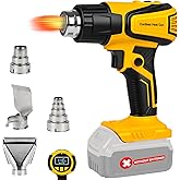 Cordless Heat Gun Compatible with Dewalt 20V Battery, LCD Display 350W 2-Temp Setting (120℉-1110℉), 4 Nozzle, Portable Hot Air Gun for Shrink Tubing, Paint Removal,DIY (Tool Only, NO Battery)