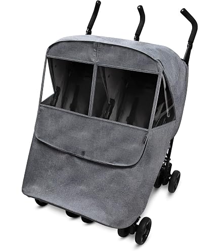Manito Melange Padded Weather Shield for Twin/Double Strollers, Insulated, Water-Repellent, Thermal Protection for Rain, Snow, Wind & Cold, Fall & Winter (Black Grey) : Baby
