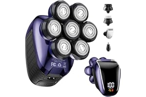 Wyklaus Head Shavers for Bald Men: 5-in-1 Electric Razor - Waterproof Wet Dry Shaving - Professional Grooming Kit for Balder - Rechargeable Head Shavers for Face/Beard Use (Bright Blue)