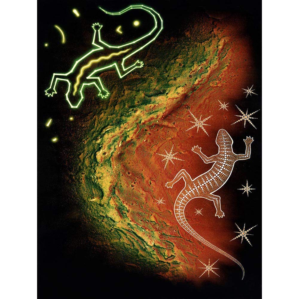 Wee Blue Coo Painting Drawing Aboriginal Australian Lizard Style Art Print Poster Wall Decor 12X16 Inch