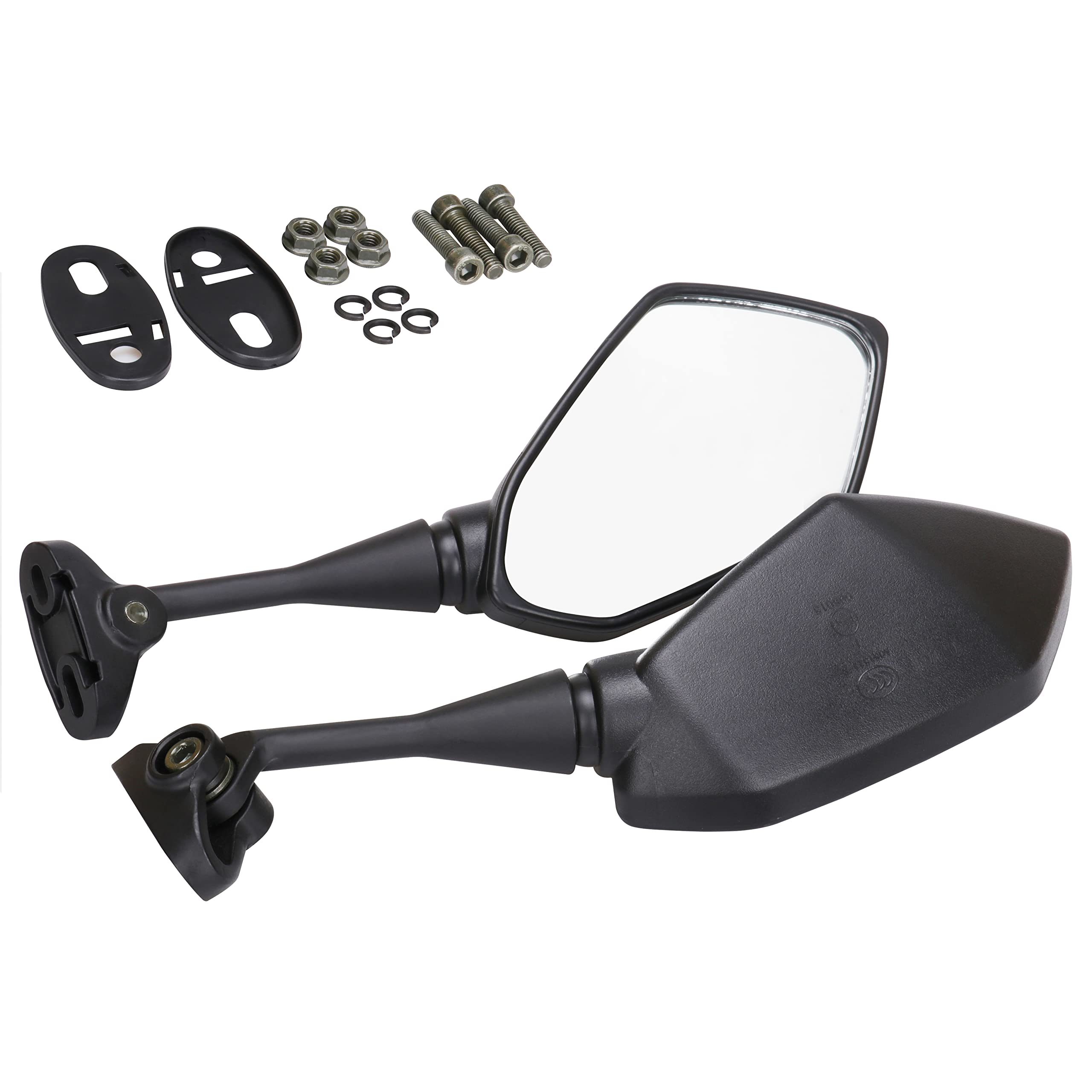 TABEN Motorcycle Rearview Side Mirror Hawk-eye with 7/8" Handlebar Clamp (E-Mark)