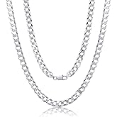 Aka Gioielli - Italian 925 Sterling Silver 9mm Curb Cuban Link Chain - Solid Sterling Silver Necklace for Men and Women - Made in Italy