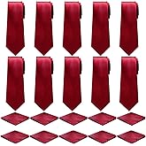 Sureio 20 Pcs Men Tie and Pocket Square Set Satin Formal Solid Ties for Men Pocket Square Handkerchief for Wedding