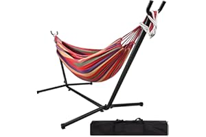 Yardlab 9Ft Double Camping Hammock with Space Saving Steel Stand Travel Beach Yard Outdoor Camping with 440-pound Large Capac