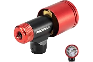 ROCKBROS CO2 Inflator for Bike Tires with 160 PSI Barometer CO2 Bike Pump Presta & Schrader Valve Fit, Quick Easy Inflation B
