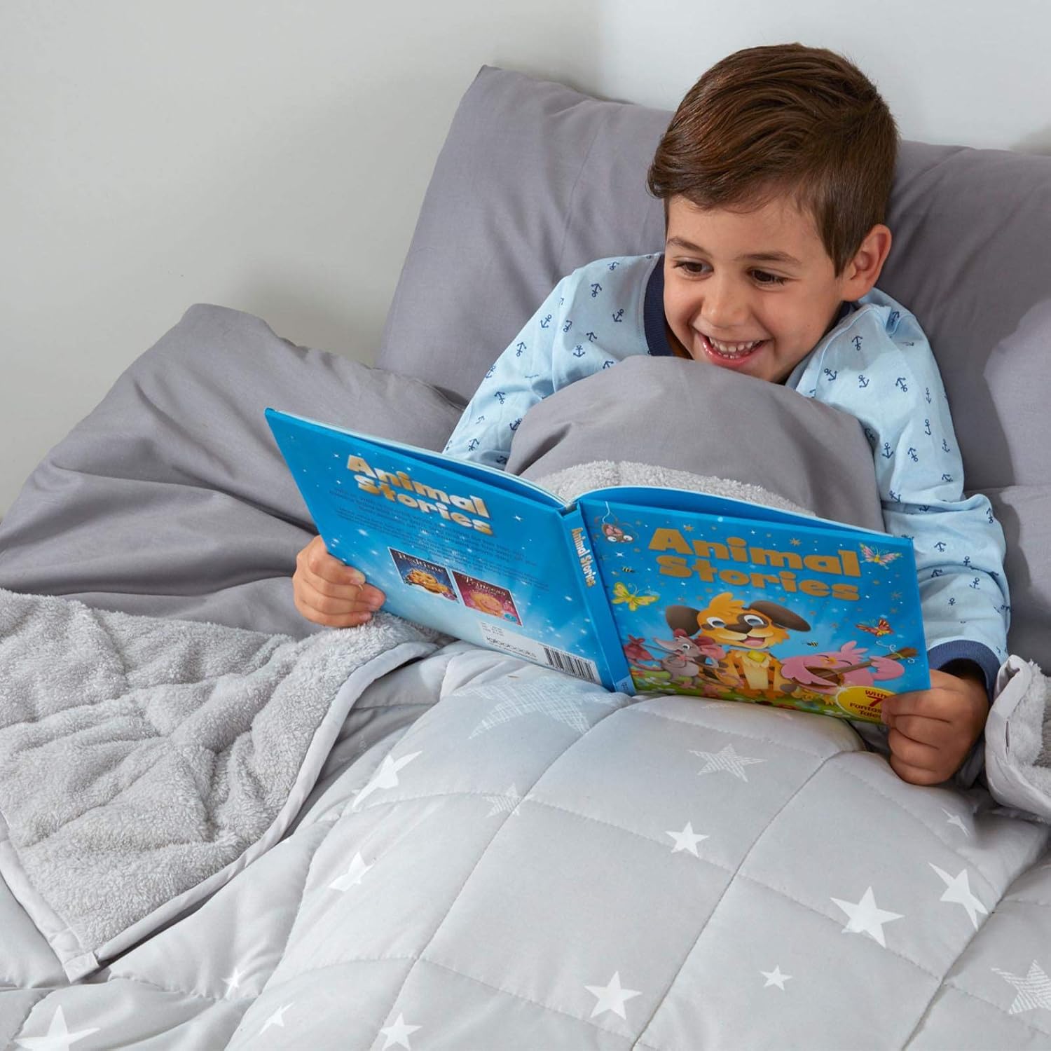 Dreamscene Star Teddy Fleece Weighted Blanket, Soft Fluffy Quilted Throw, Silver Grey, 100 x 150cm - Image 4