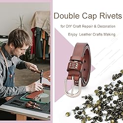 200Sets Leather Rivets, 6mm Double Cap Rivets