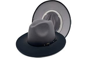 Willheoy Wide Brim Fedora Hats for Women & Men Two Tone Felt Hat Gradient Dress Hat