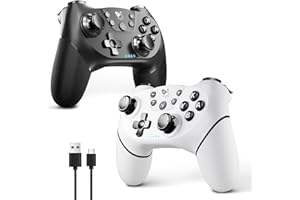 AceGamer Wireless Pro Controller for Nintendo Switch/Lite/OLED/Switch 2/PC, 2 pack, Dual Vibration/Turbo/Ergonomic ! (Black&White)