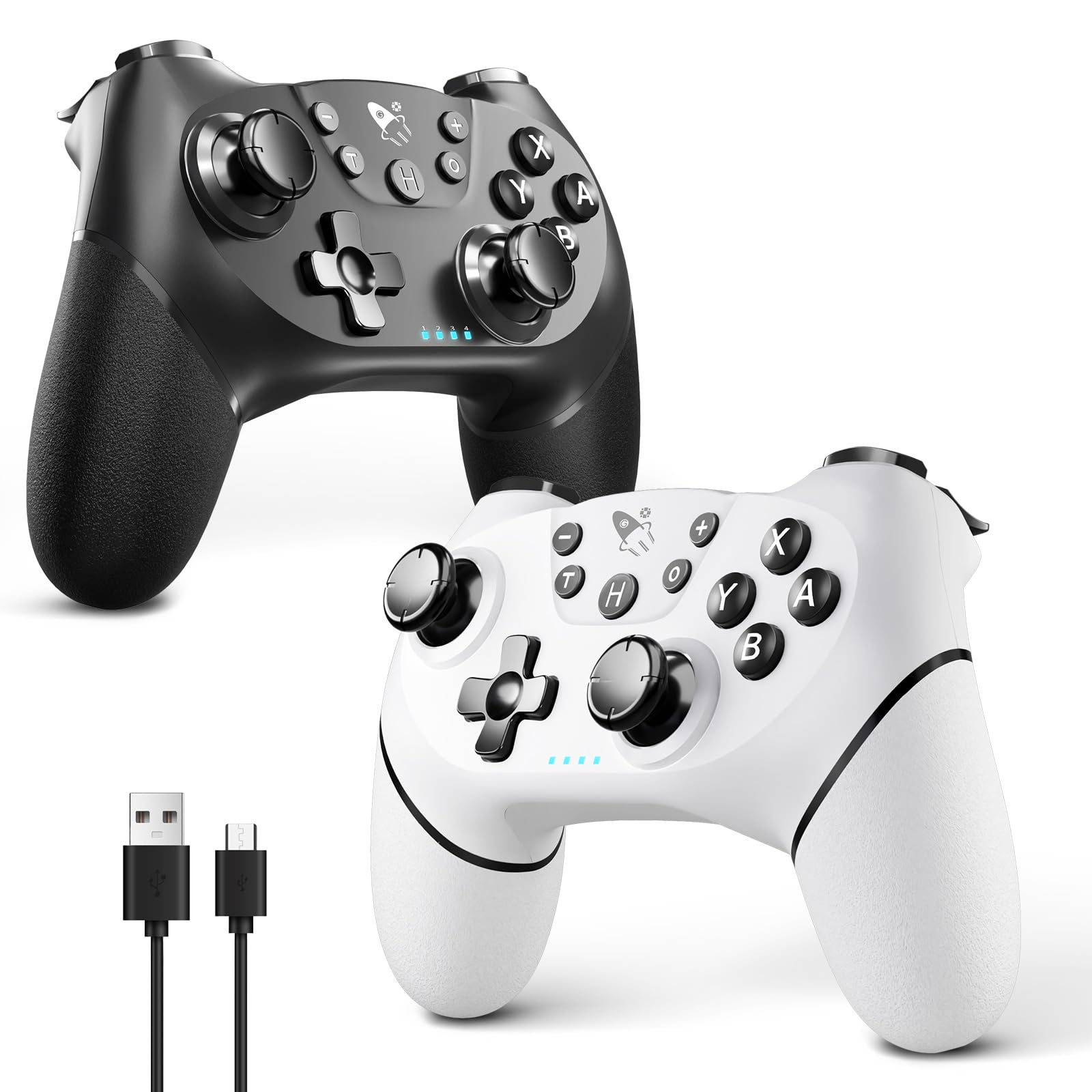 AceGamer 2pcs Wireless Controller for Switch/Switch 2/Lite/Oled, Controller for Switch Pro with Wake-Up Function, Switch Pro Controller with Dual Vibration/Turbo/Screenshot