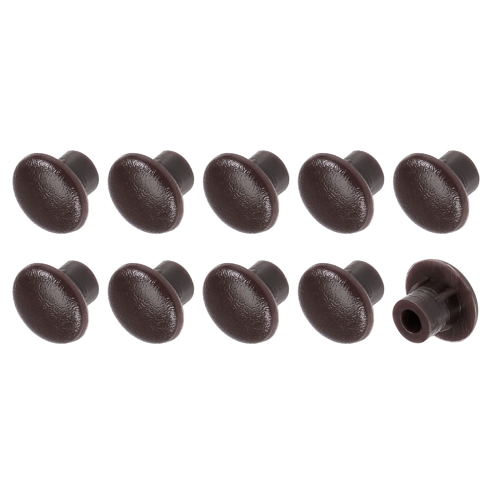 METALLIXITY Screw Hole Plugs (5mm Dia x 8mm Cap Dia x 6mm H) 100Pcs, Plastic Shelf Peg Cap Cover Button - for Kitchen Cupboard Furniture, Dark Brown